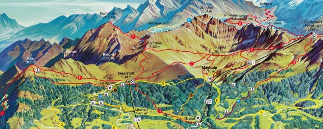 Sommer Panoramakarte > Wandern | Bergbahnen Meiringen-Hasliberg AG